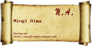 Mingl Alma névjegykártya